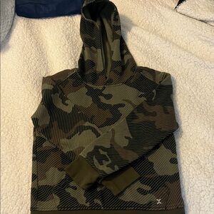 Boys Camo Hooded Sweatshirt in Olive & Dark Green